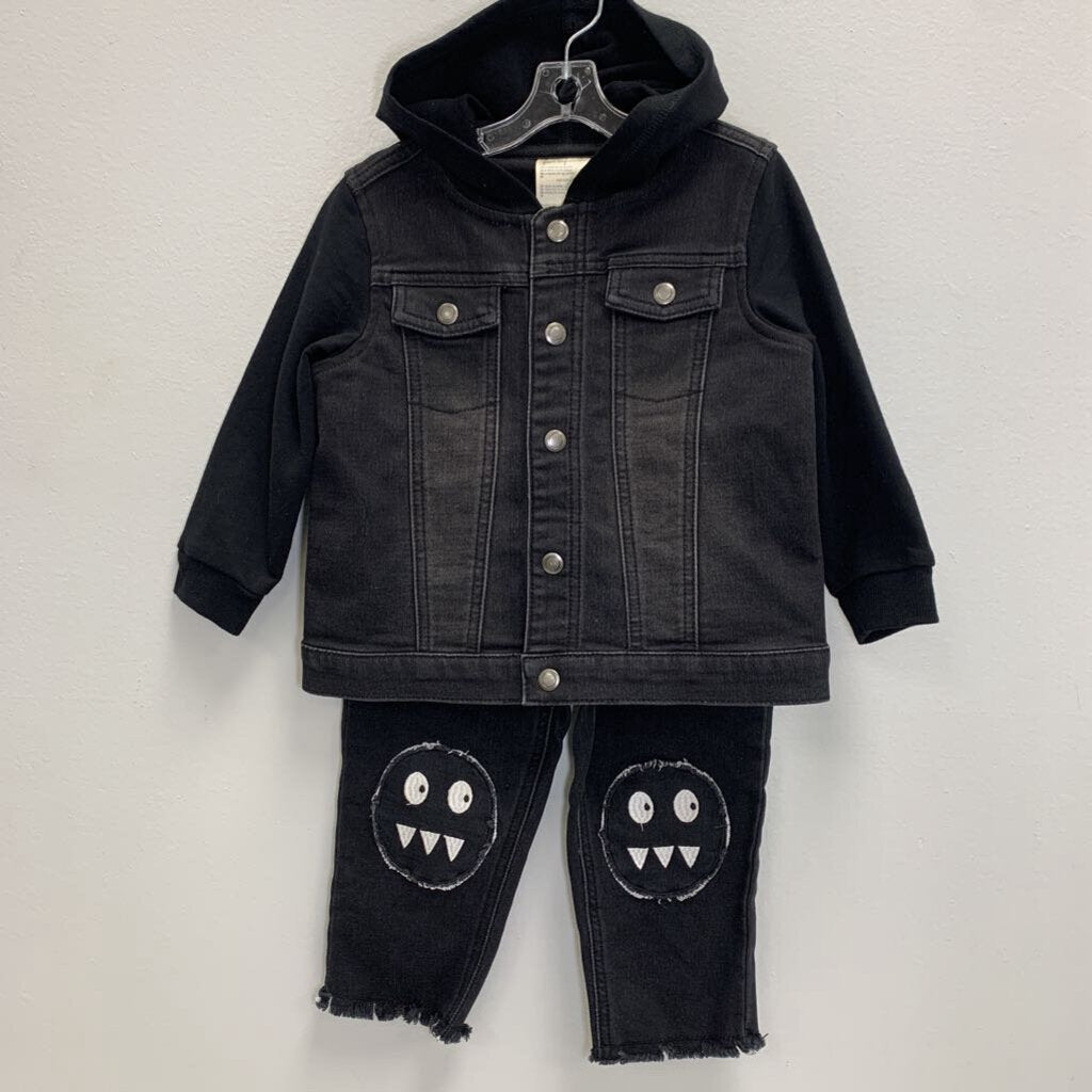 24M: Stretch Denim Hooded Jacket + Monster Pull On Pants