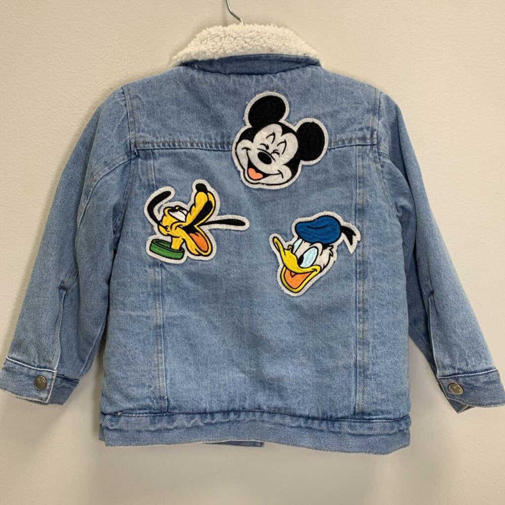 24M: Mickey & Friends Patched Fleece Denim Jacket
