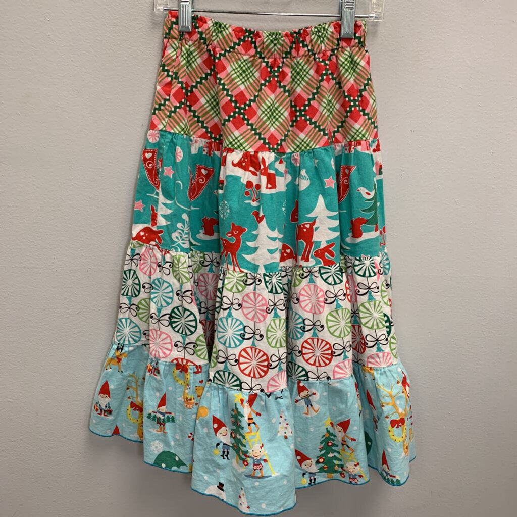 6-7: Christmas Patterns Tiered Ruffle Skirt