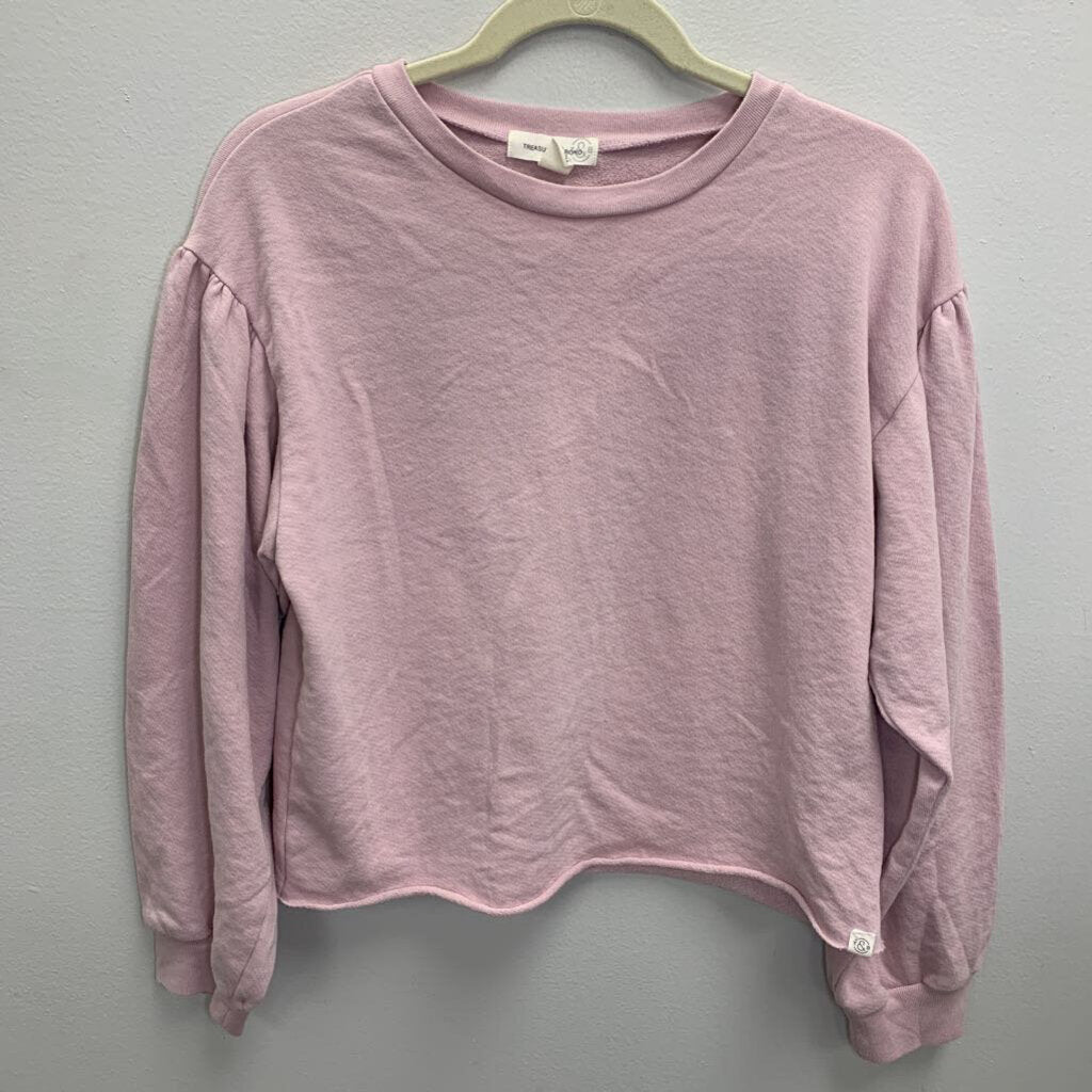 14-16: Balloon Sleeve Unfinished Hem Sweatshirt