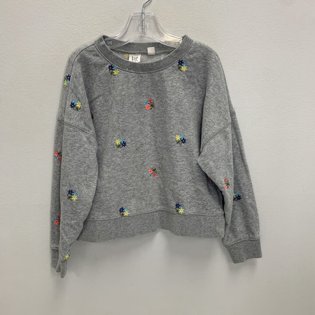 6-7: French Terry Sweatshirt - Embroidered Flowers