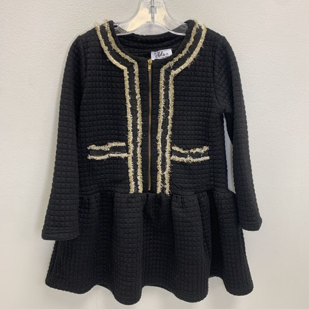 3-4: Quilted Dress w/ Metallic Boucle Piping