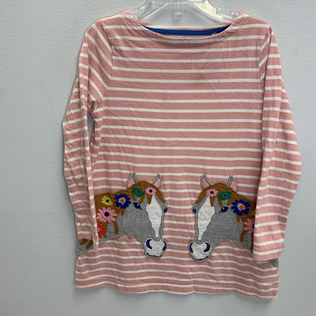 5-6Y: Applique Pocket Tunic - Floral Horses AS IS