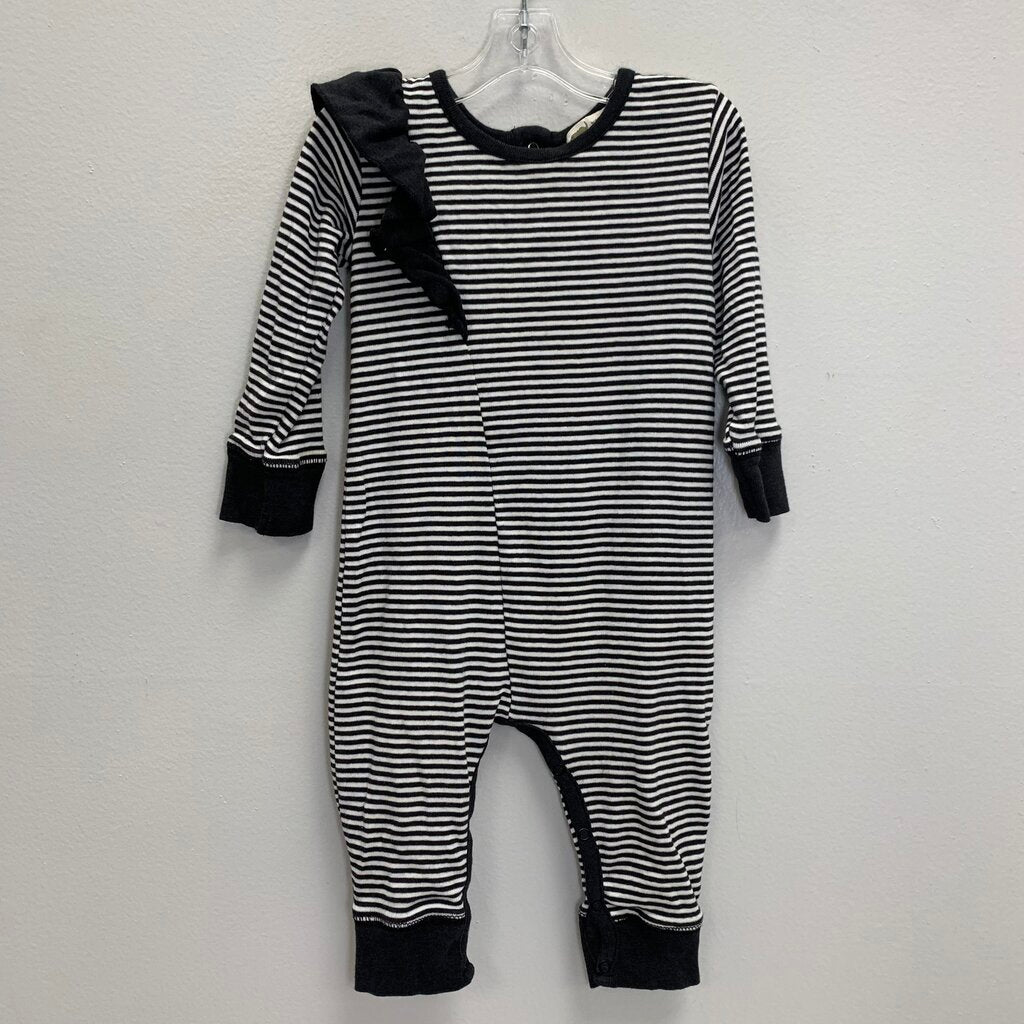 9-12M: Striped Ruffle Shoulder Romper