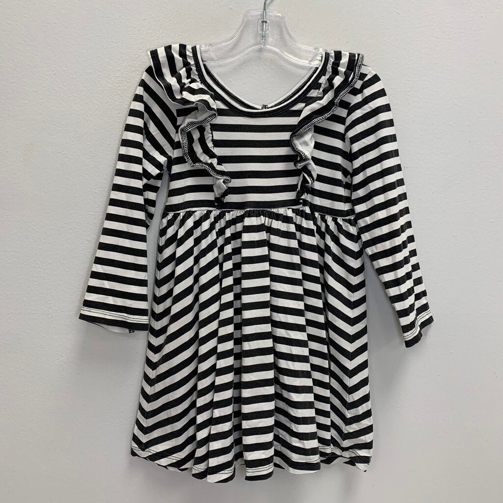 4T: Striped Ruffle Skater Dress