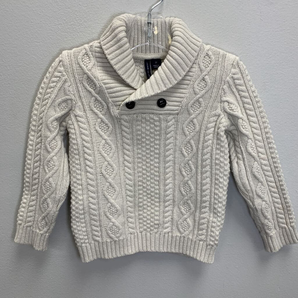 2T: Cable Knit Shawl Collar Sweater