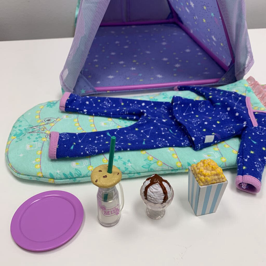 Wellie Wishers Star Gazing Garden Tent, Sleeping Bag Starry Sky PJs and accessories as shown