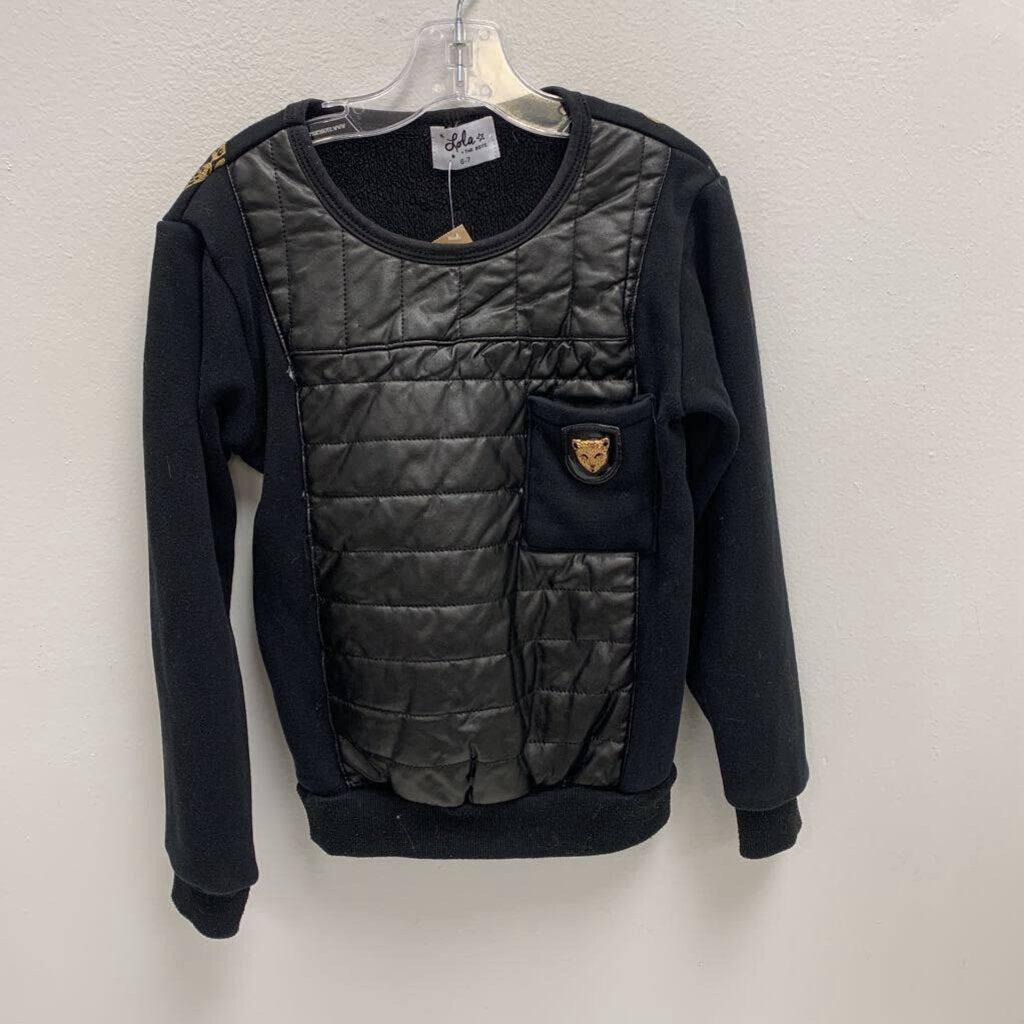 6-7: Leopard Sweatshirt w/ Quilted Pleather