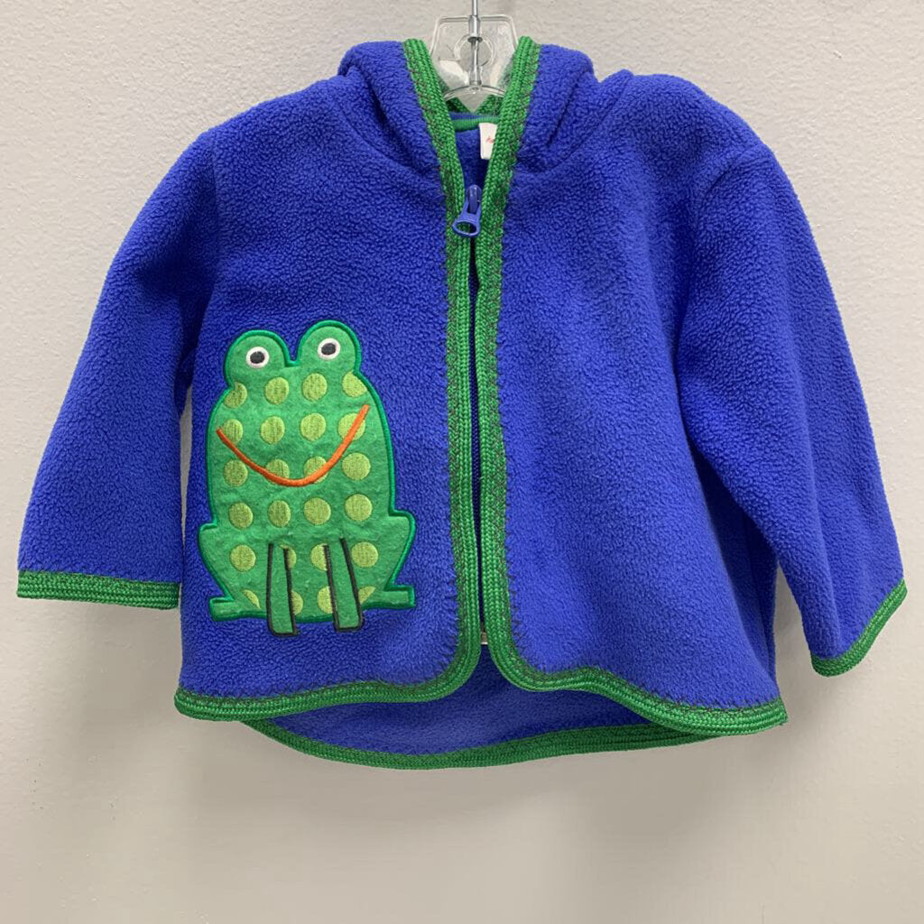 3-6M: Vintage Hooded Fleece Jacket - Frog Applique