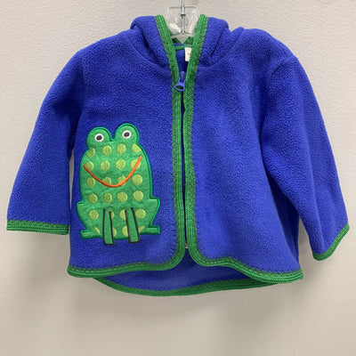 3-6M: Vintage Hooded Fleece Jacket - Frog Applique