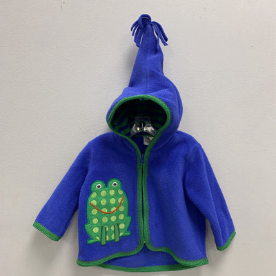 3-6M: Vintage Hooded Fleece Jacket - Frog Applique