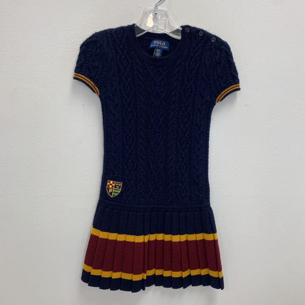 3-3T: Cable Knit Pleated Sweater Dress