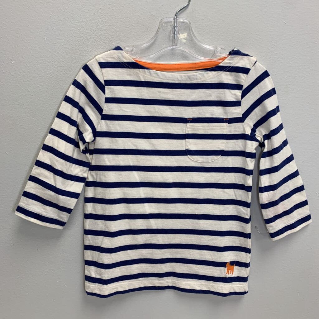 4-5Y: Striped Boat Neck T-Shirt