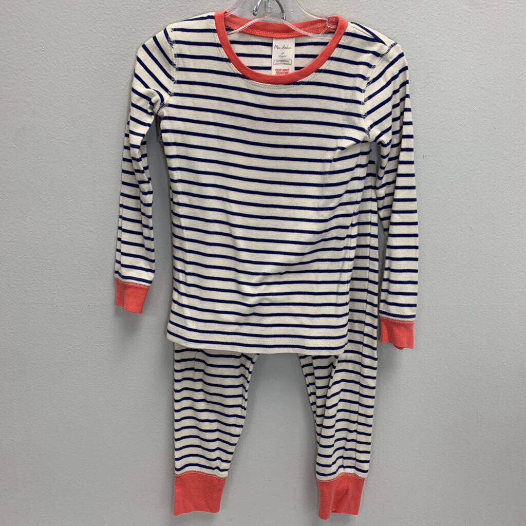 4Y: Long John Pajama Set - Stripes