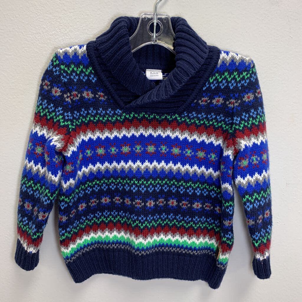 6-12M: Fair Isle Shawl Collar Sweater