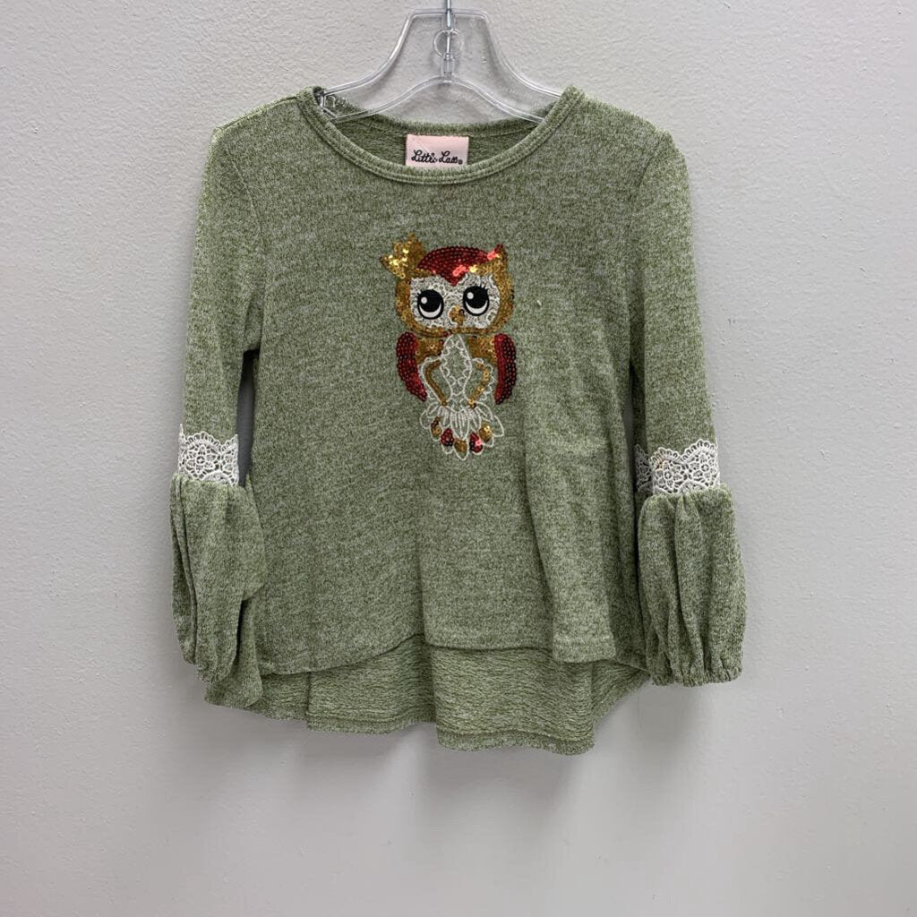 3T: Sequin Owl Embroidered Arm Sleeves Top AS IS