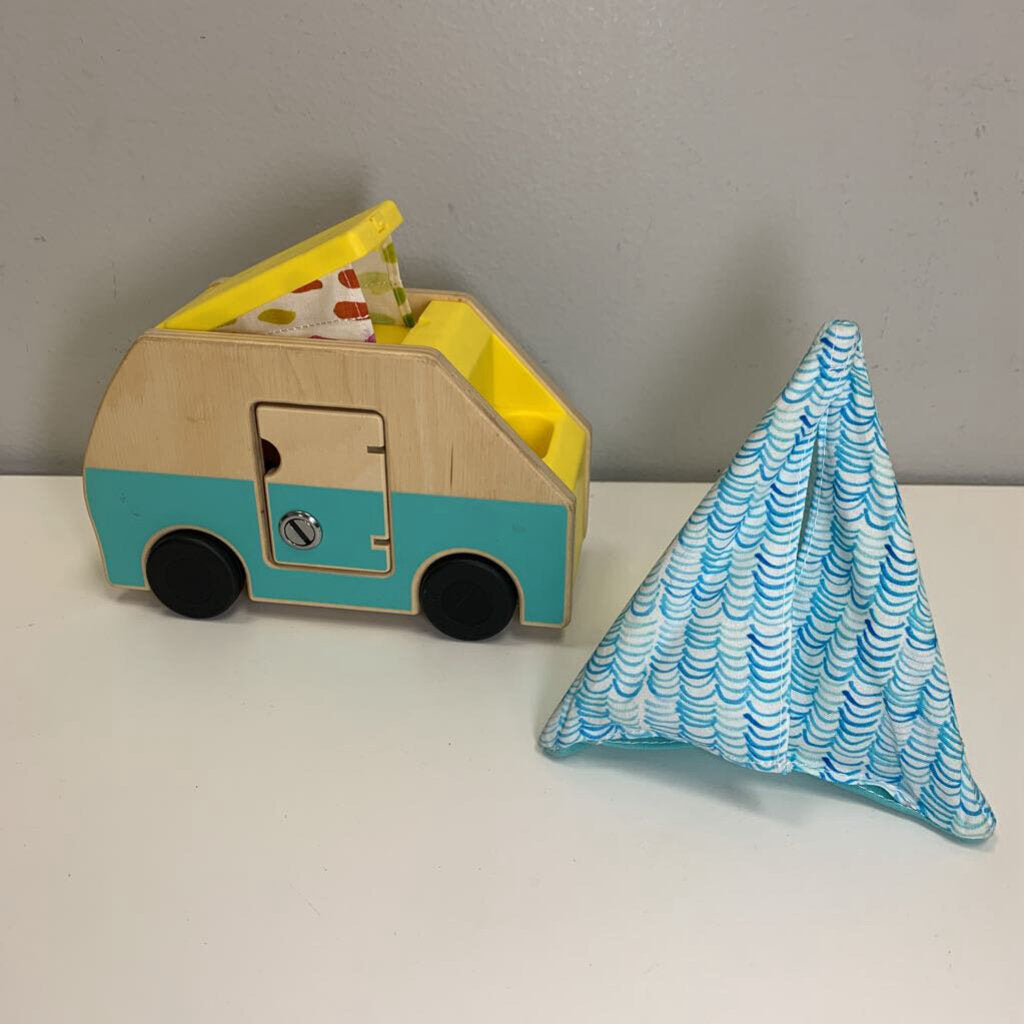 Wooden Camper + Tent as shown
