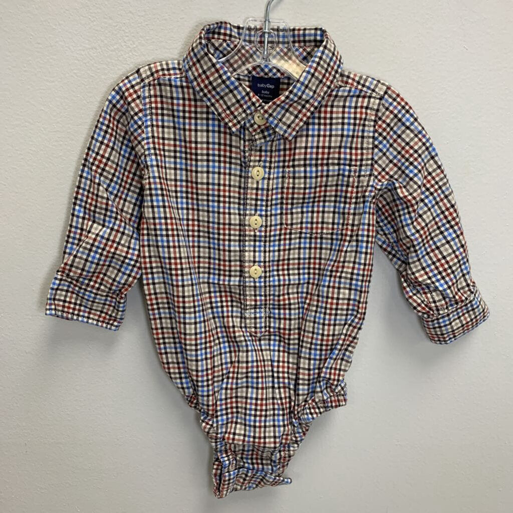 6-12M: Plaid Shirt Bodysuit