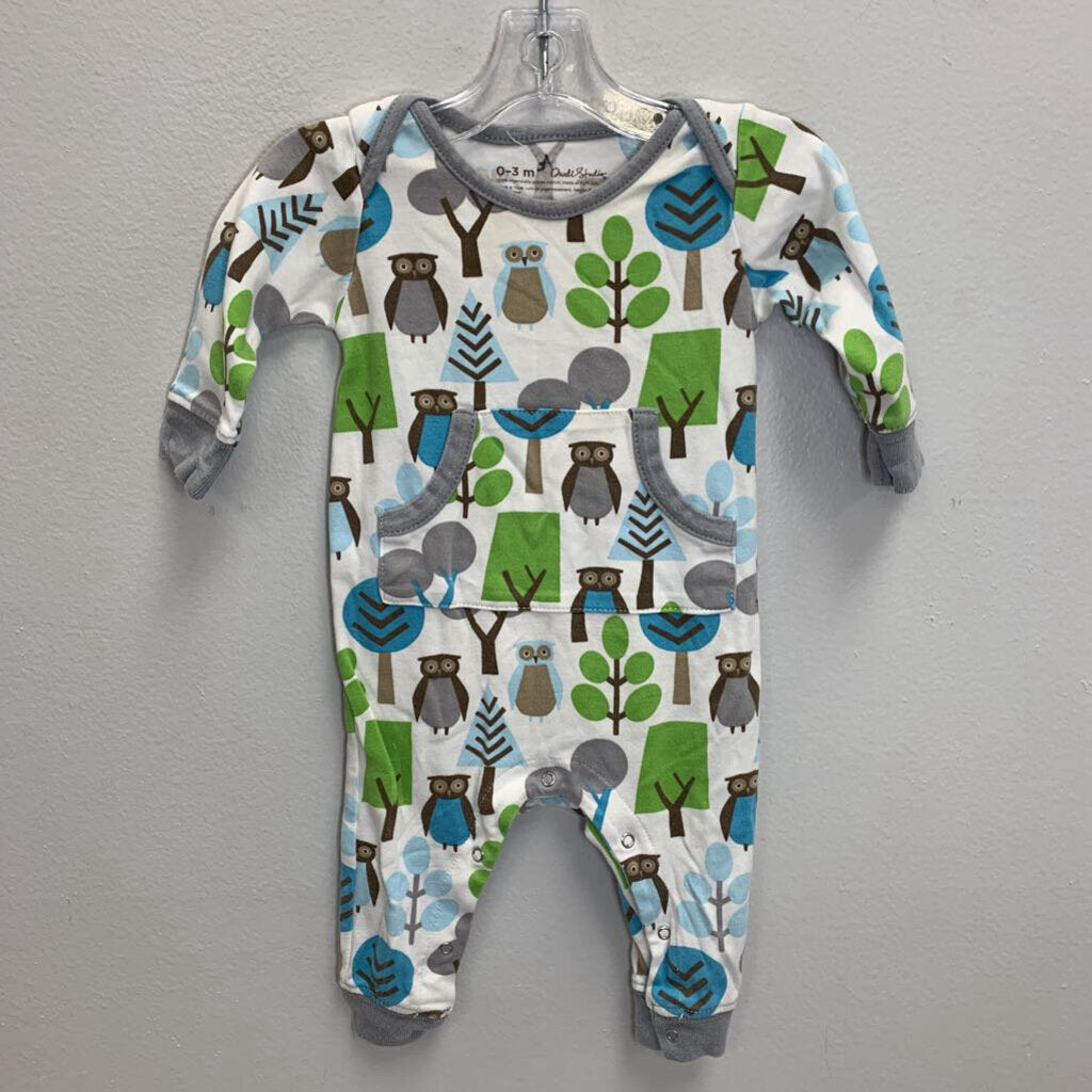 0-3M: Owls Sky Footie Playsuit