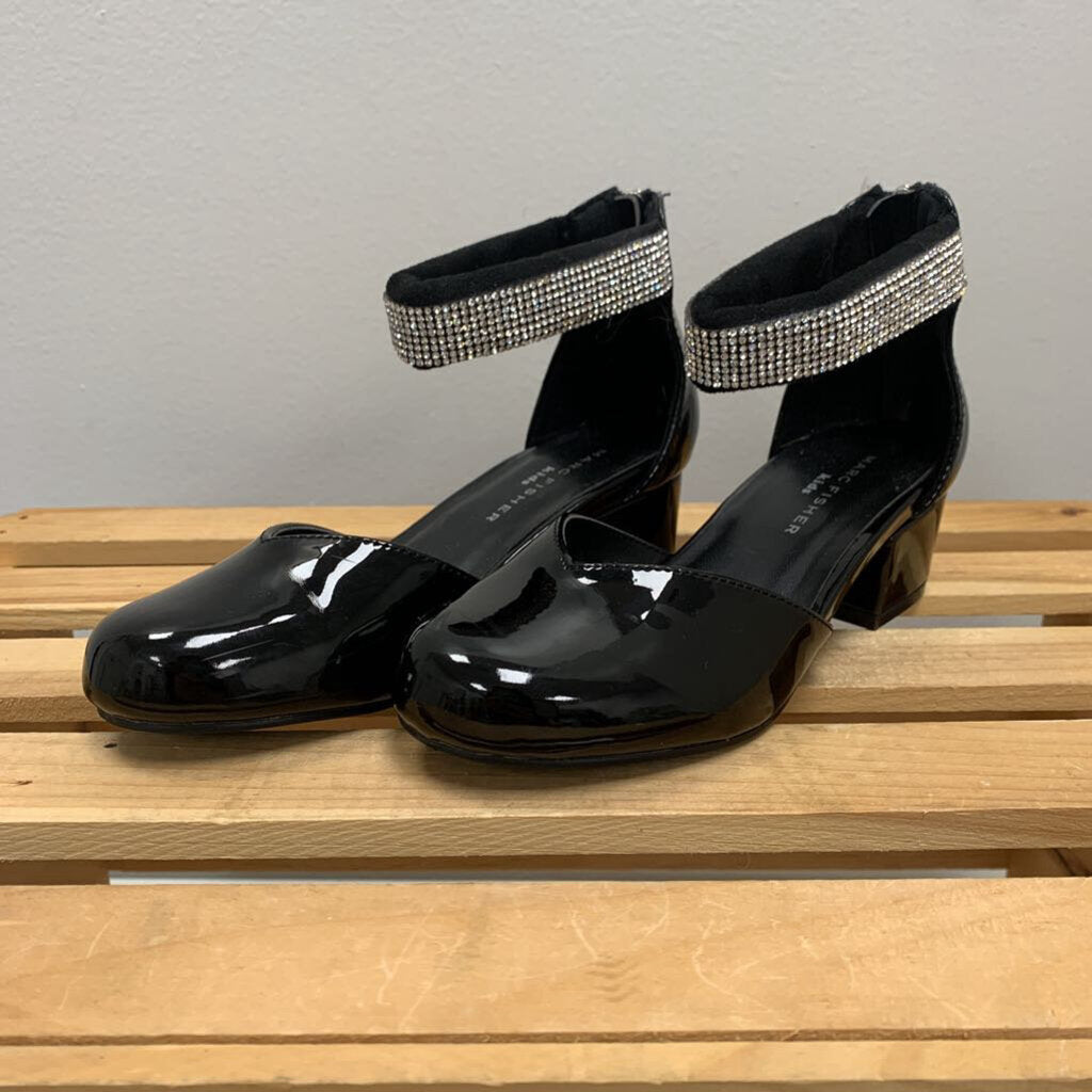 1: Patent Leather Rhinestone Ankle Strap Heels
