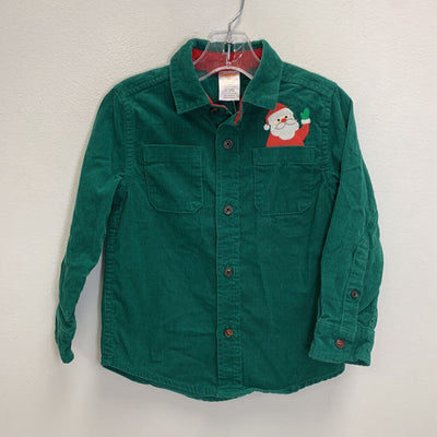 3T: Embroidered Corduroy Shirt - Santa