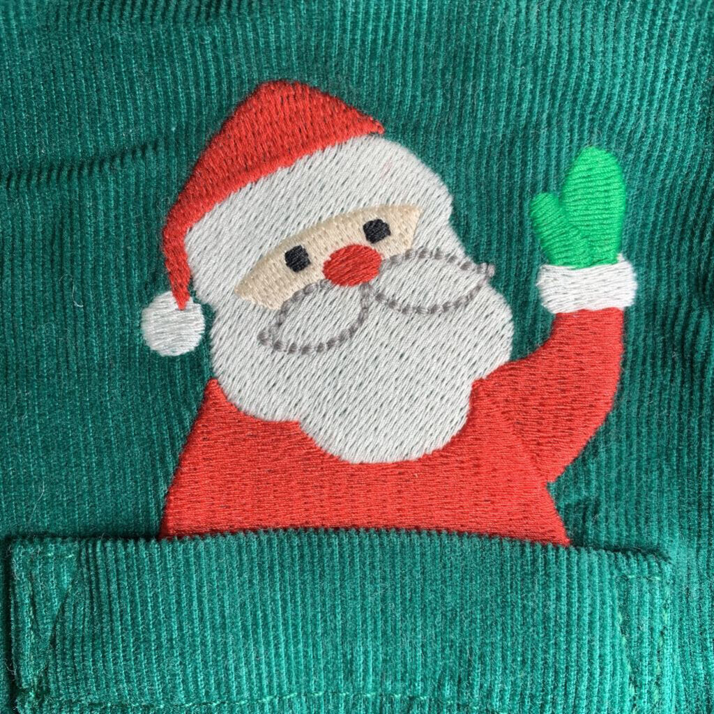 3T: Embroidered Corduroy Shirt - Santa