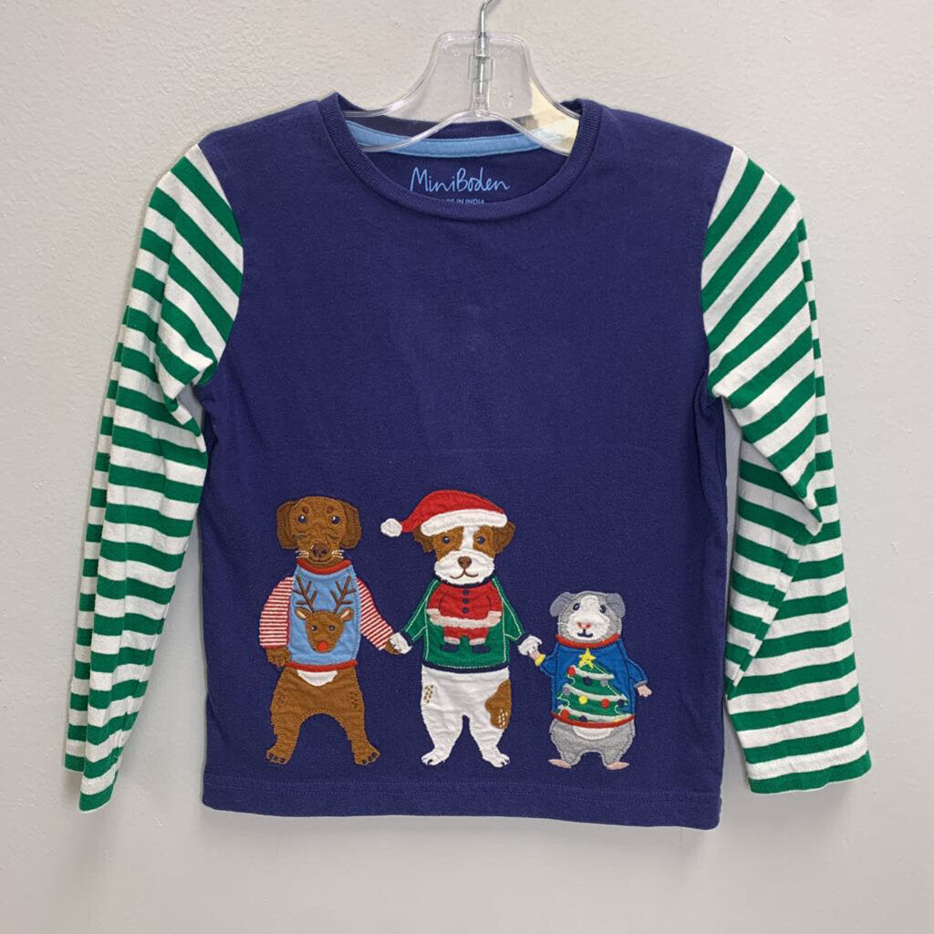 4-5Y: Applique T-Shirt - Christmas Animals