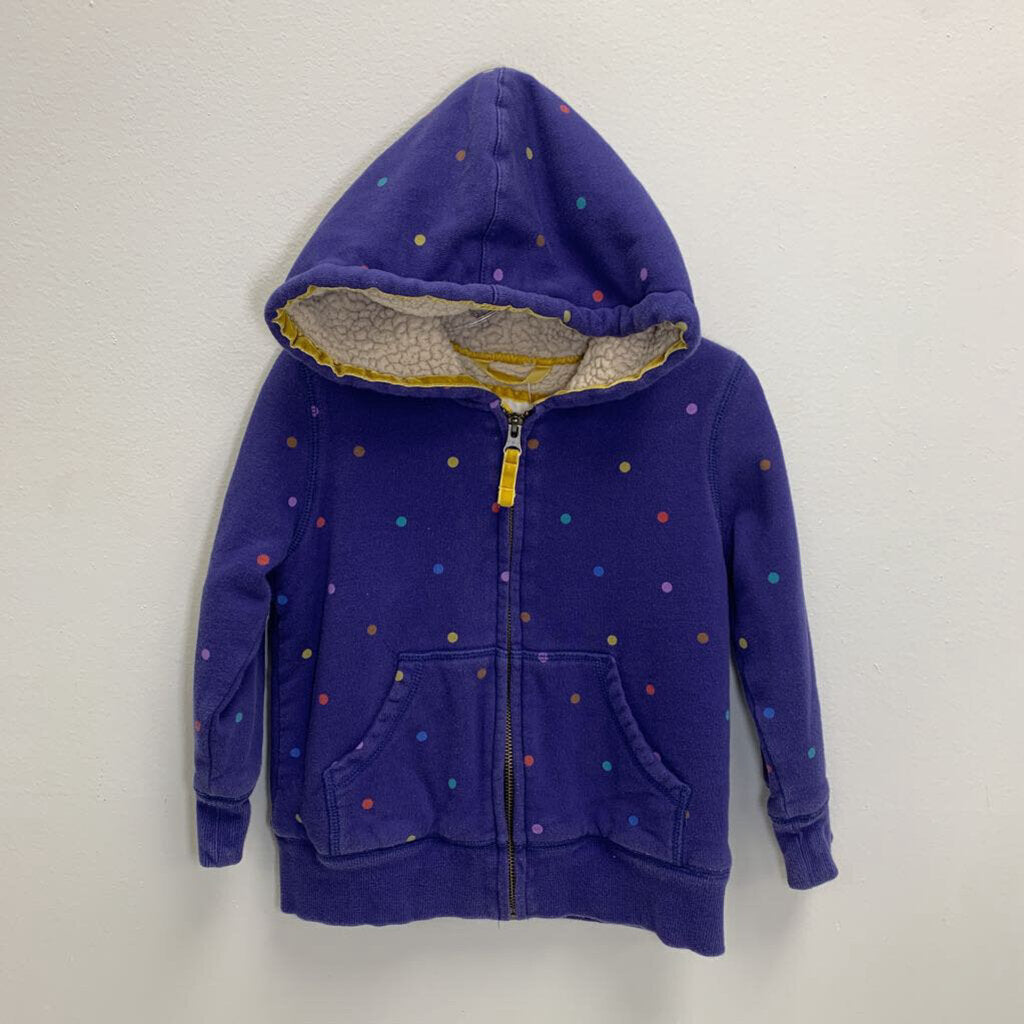 4-5Y: Borg Lined Full Zip Hoodie - Dots