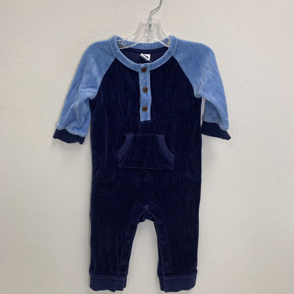 3-6M: Raglan Sleeve Velour Romper