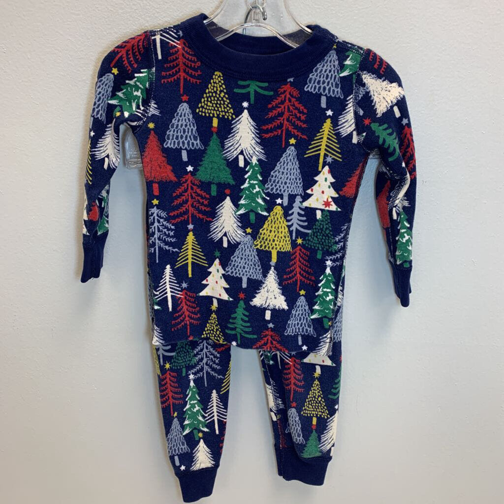 2T: Long John Pajama Set - Christmas Trees