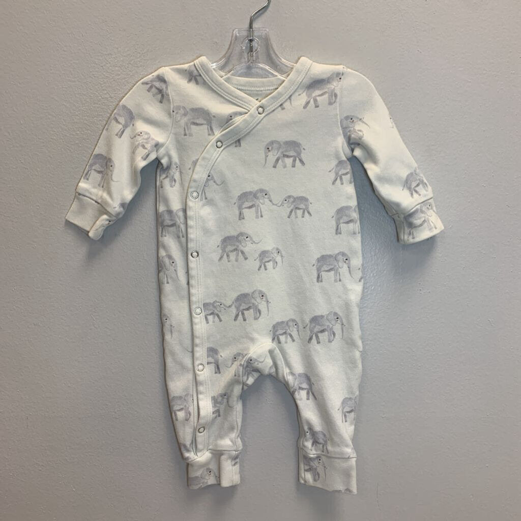 0-3M: Footless Romper - Elephants