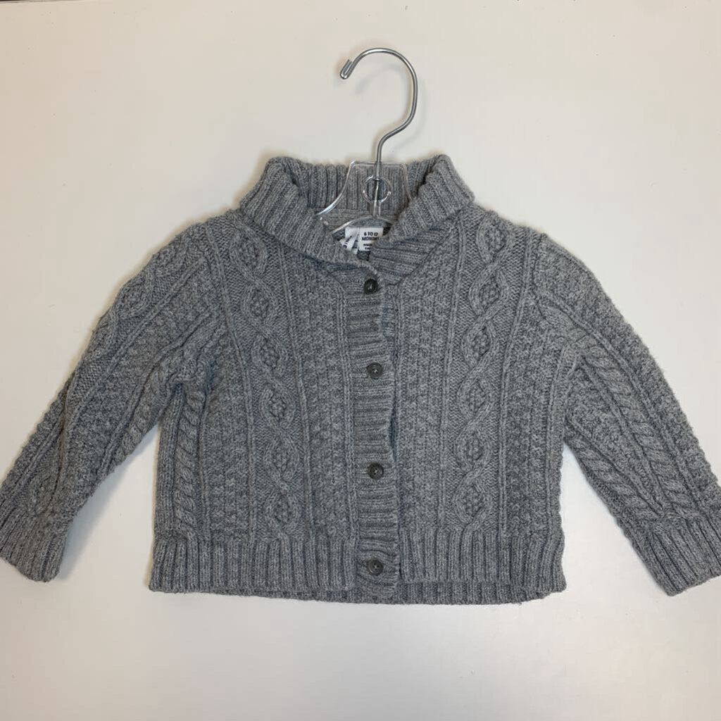 6-12M: Cable Knit Shawl Collar Sweater