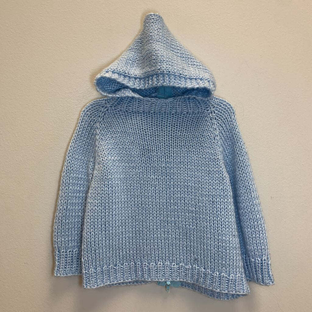 6-12M: Full Back Zip Hooded Knit Sweater