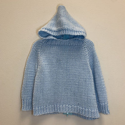 6-12M: Full Back Zip Hooded Knit Sweater