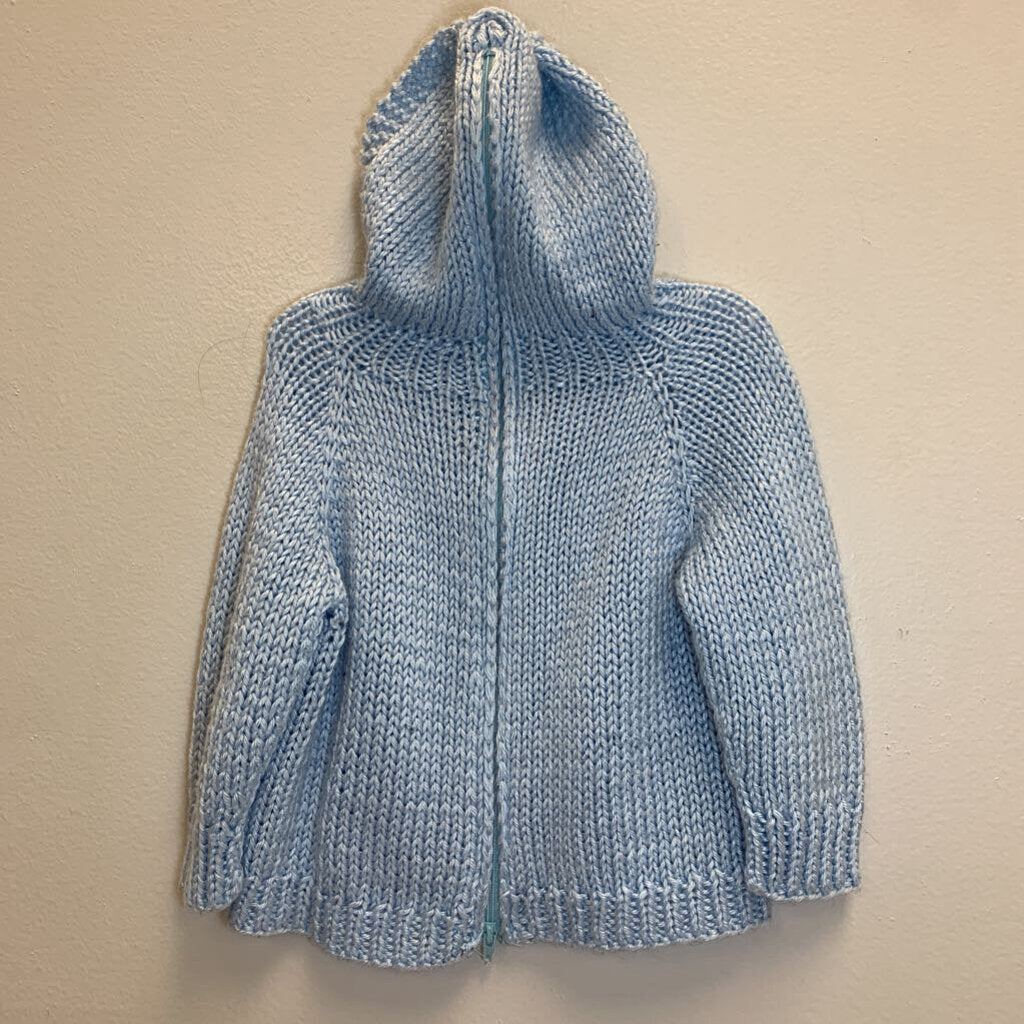 6-12M: Full Back Zip Hooded Knit Sweater