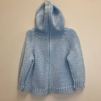 6-12M: Full Back Zip Hooded Knit Sweater