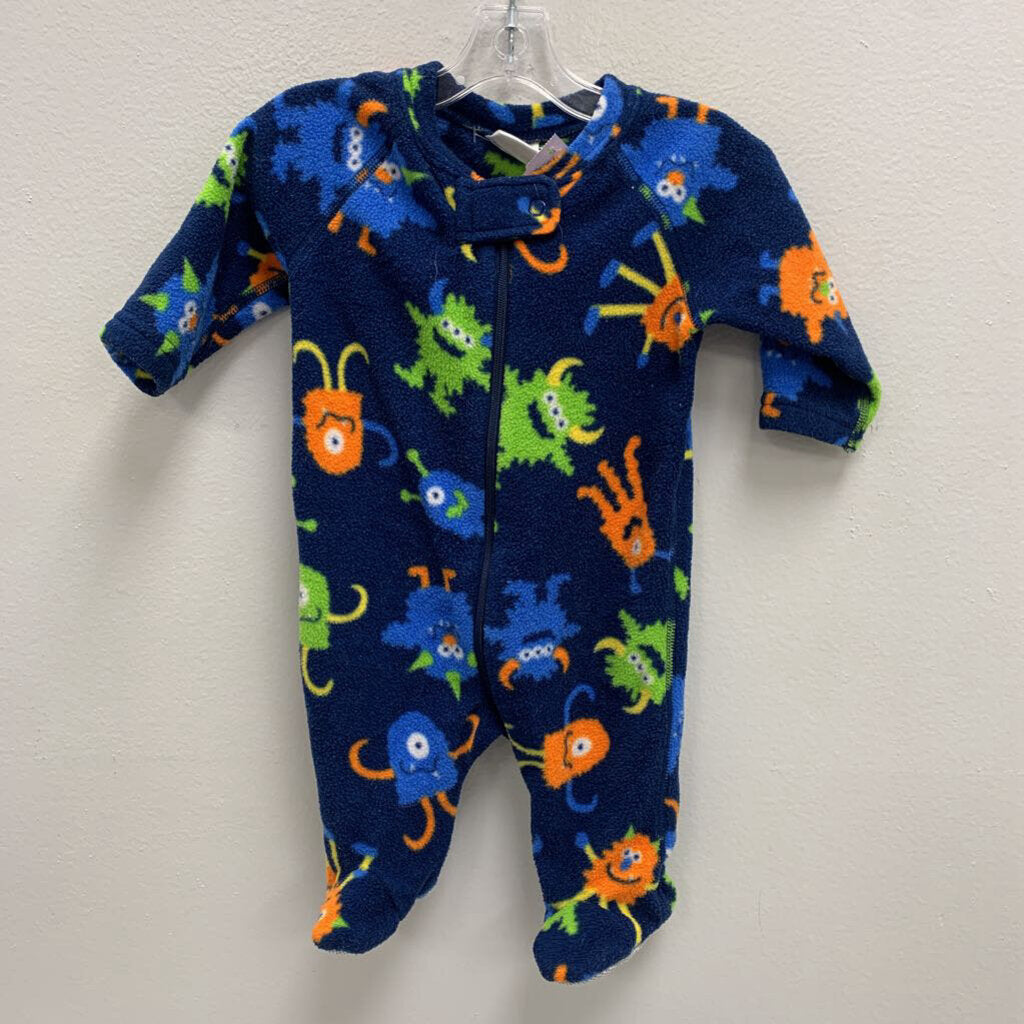 0-3M: Fleece Footed Sleeper - Monsters