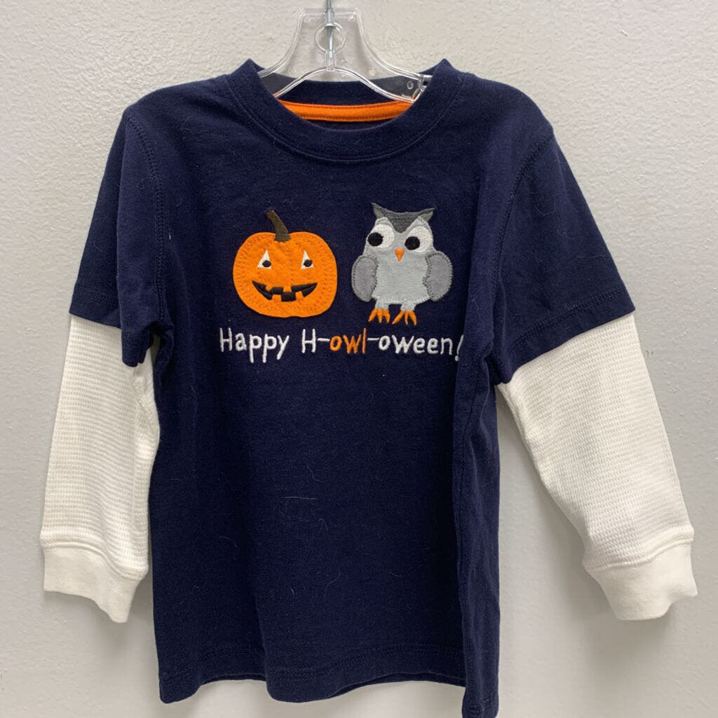 18-24M: Layered T-Shirt - Pumpkin & Owl Applique