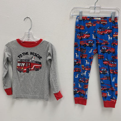 4: Pajama Set - Embroidered Fire Truck To The Rescue
