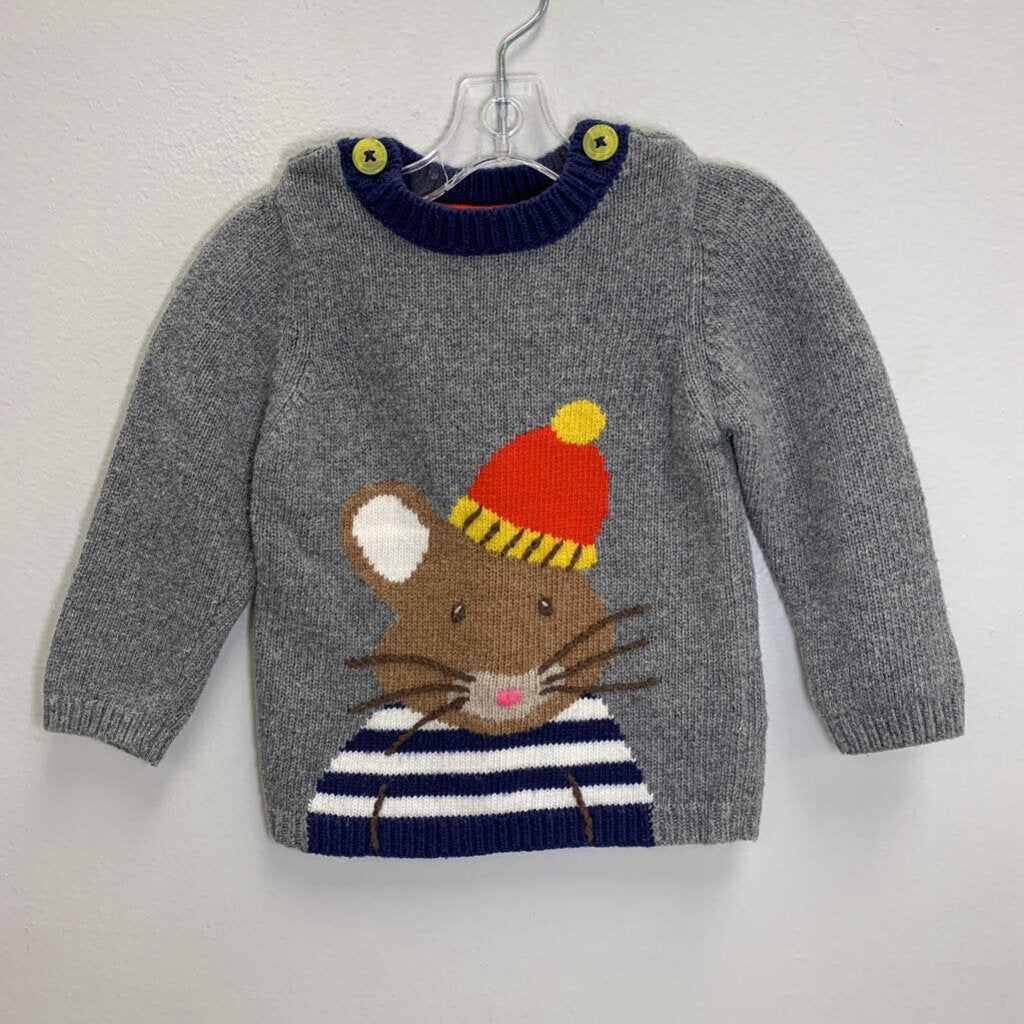 12-18M: Intarsia Knit Sweater - Mouse