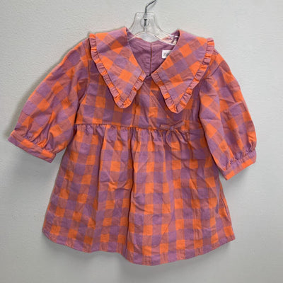 12-18M: Plaid Puff Sleeve Faux Wrap Dress