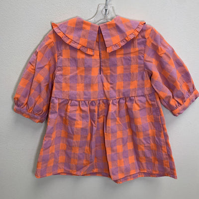 12-18M: Plaid Puff Sleeve Faux Wrap Dress