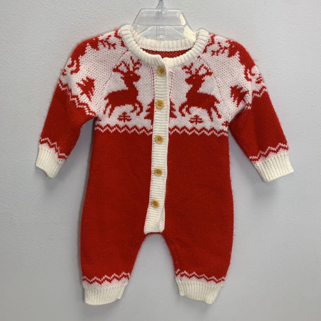 3-6M: Knit Reindeer Romper (EU Size 66)