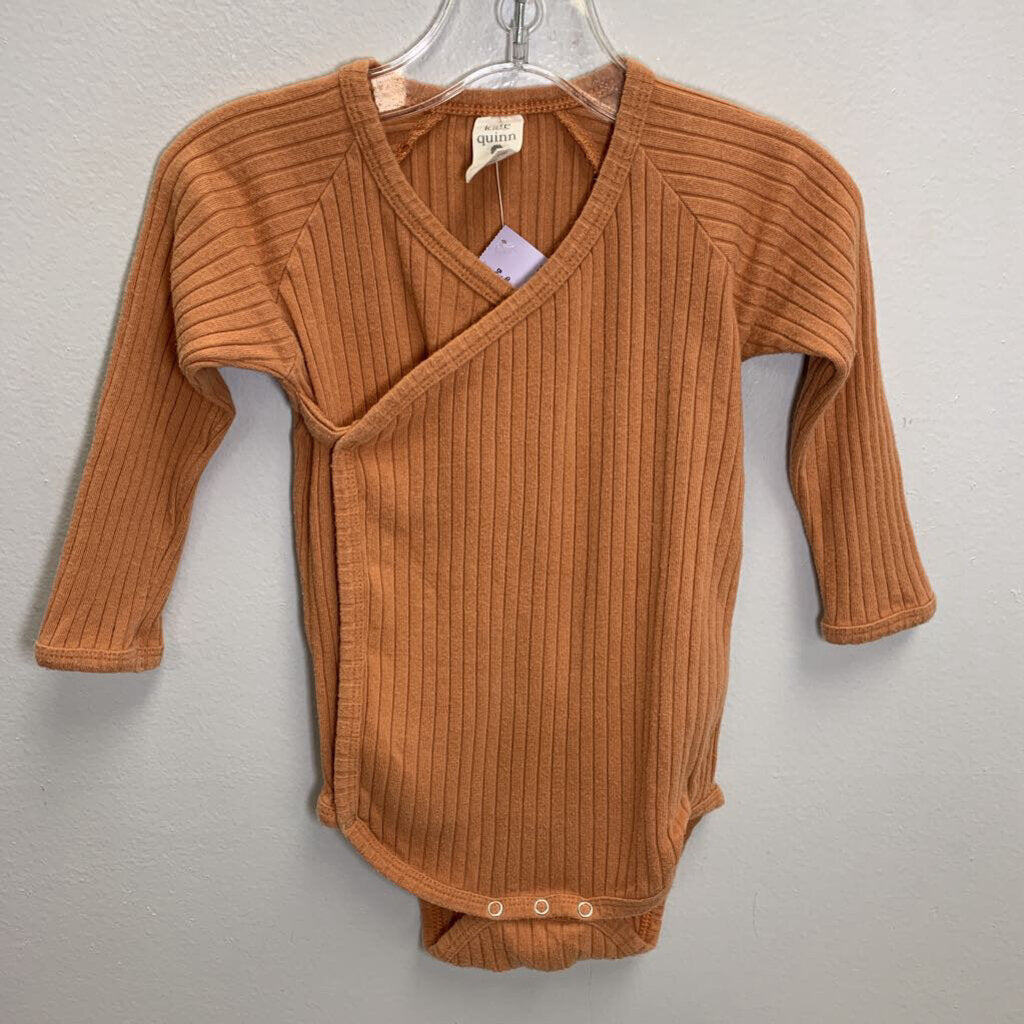 18-4M: - Long Sleeve Wrap Bodysuit - Organic Cotton Wide Rib