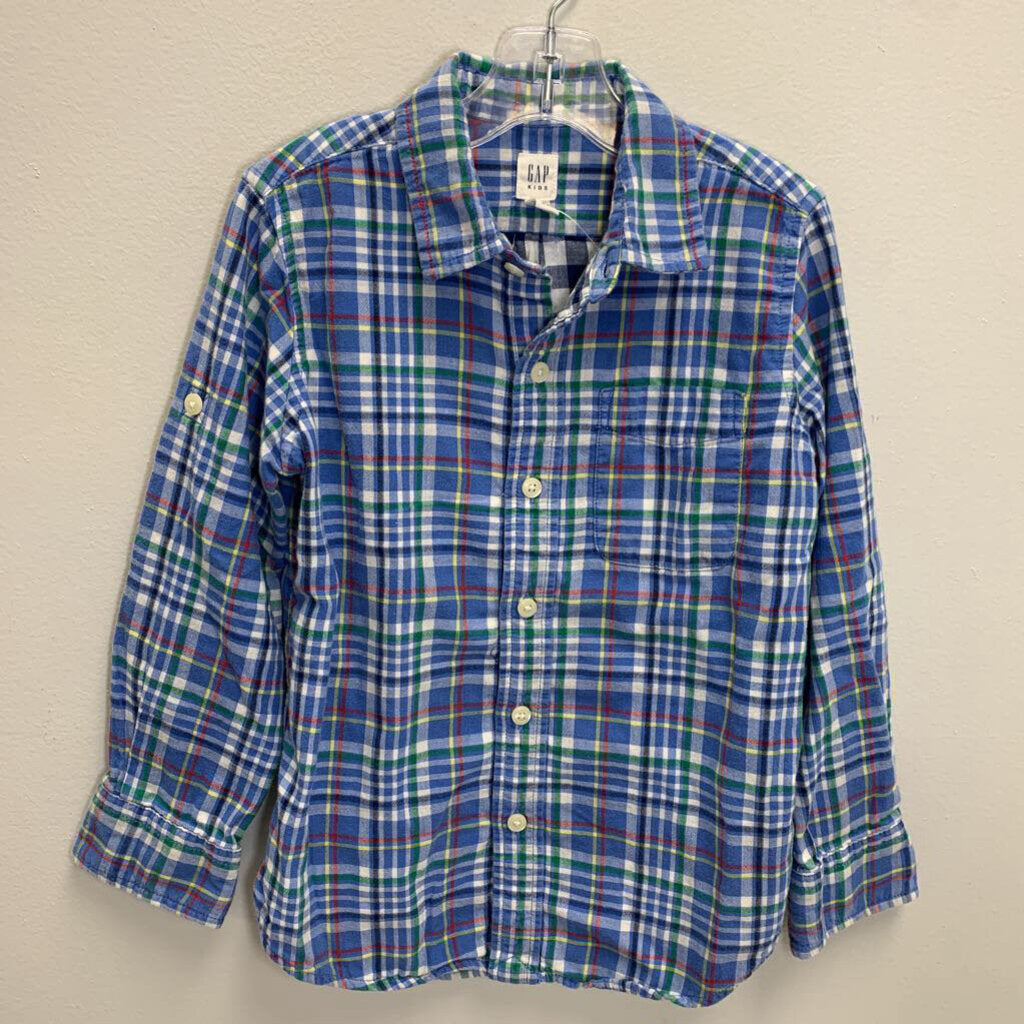 6-7: Plaid Button Down Shirt w/ Roll Tab Sleeves