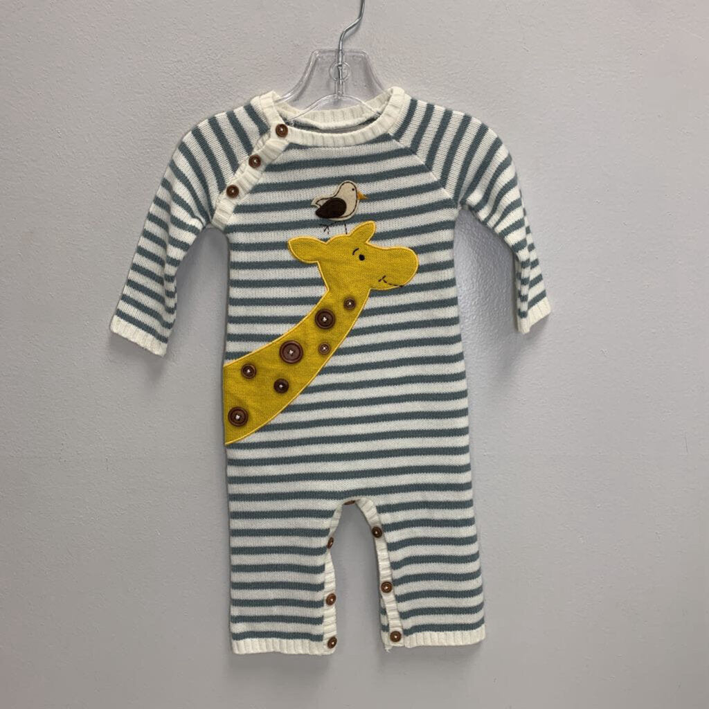 3-6M: Knit Button Bodysuit - Giraffe