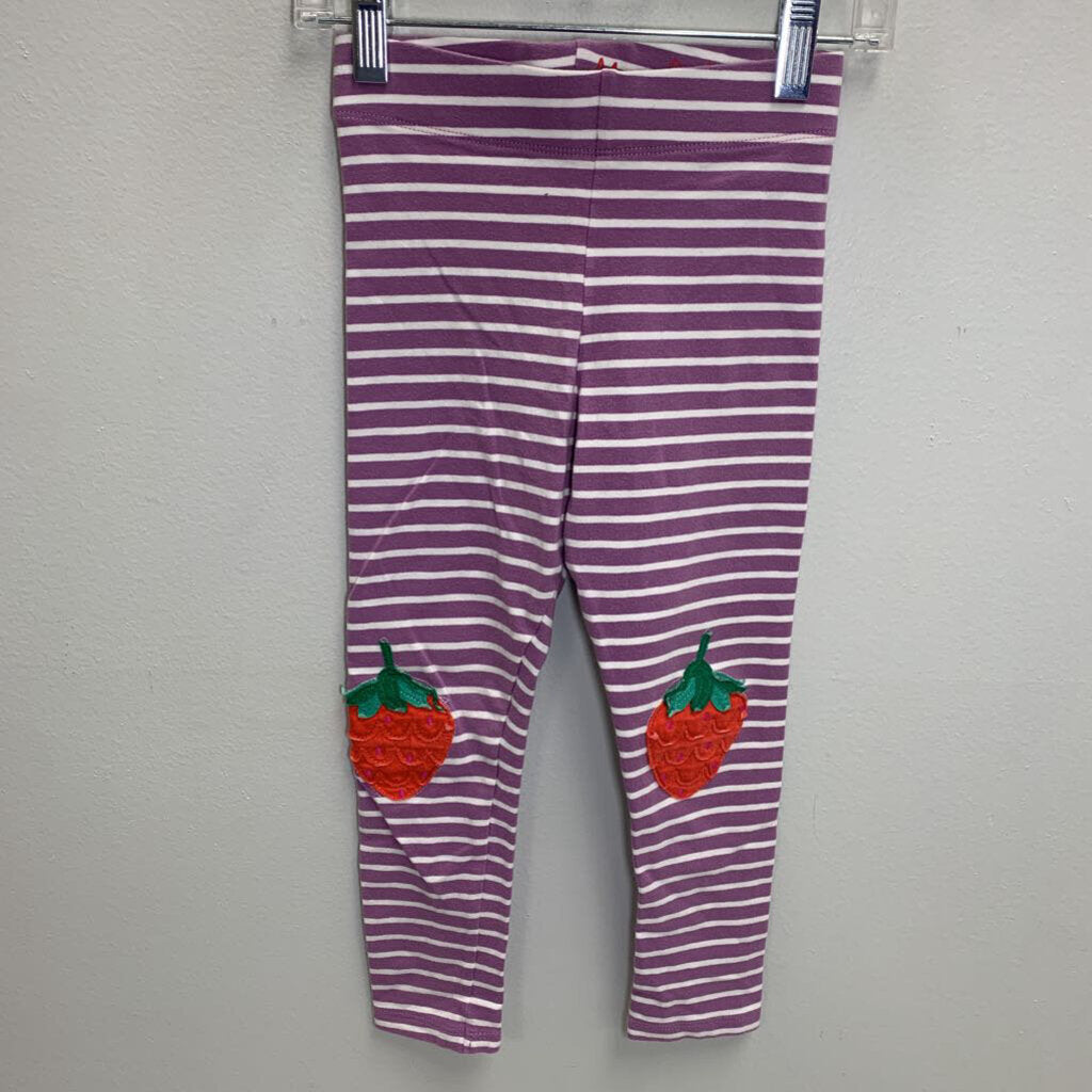 5-6Y: Leggings - Applique Strawberries