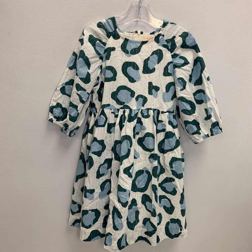 7Y: Danielle Dress - Leopard / Metallic Pinstripes