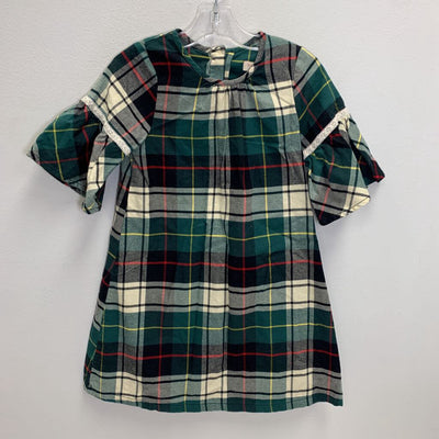 5Y: Flannel Bell Sleeve Dress - Plaid