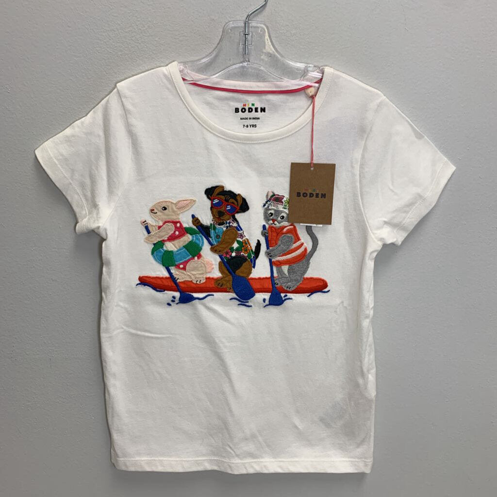 7-8Y: Applique T-Shirt - Rafting Pets NWT